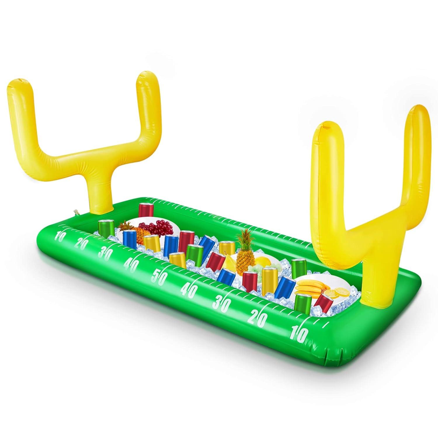 True Zoo Inflatable Football Field Cooler Bar, Party Drink Cooler, Novelty Inflatable Beer Cooler, Ice Bucket, 511" x 118", Set of 1