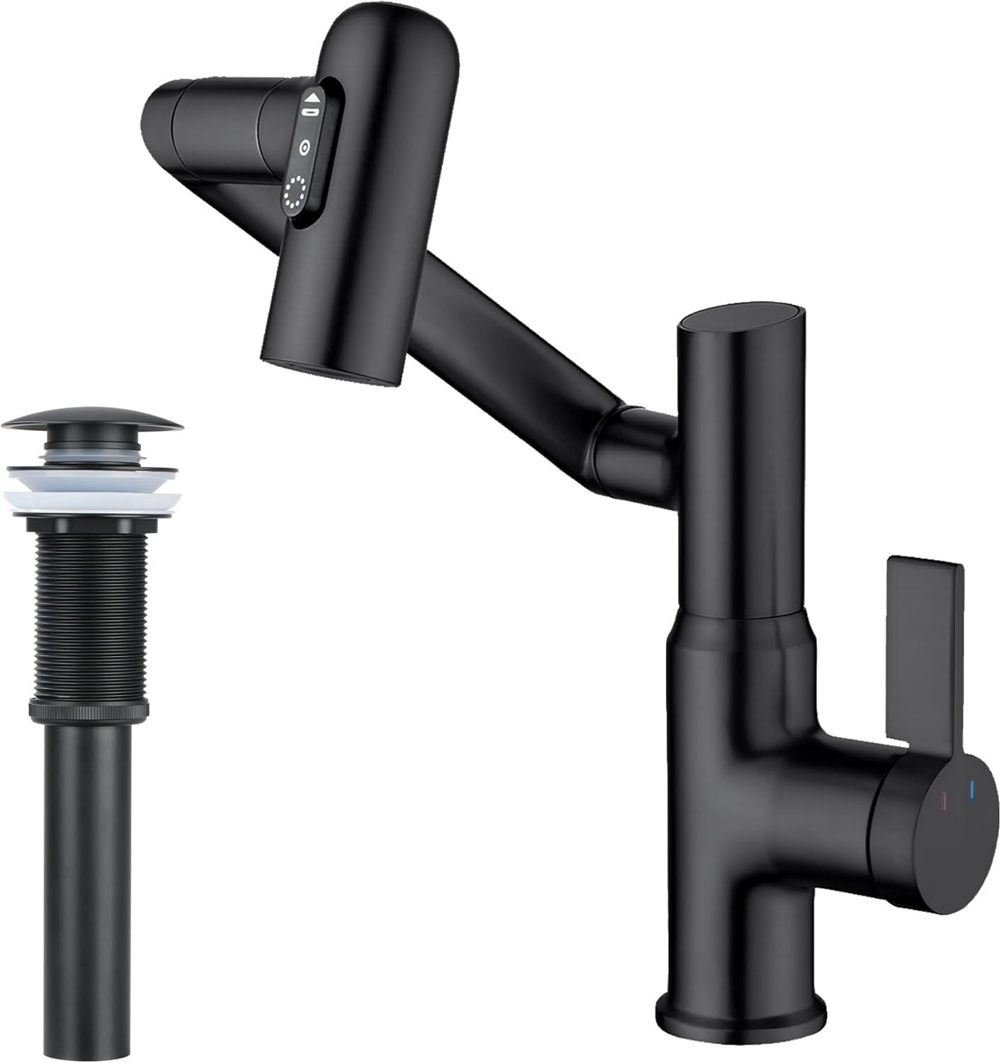 Lefton BF2204-3 Lefton Rotatable Single Hole Bathroom Faucet with Temperature Display BF2204