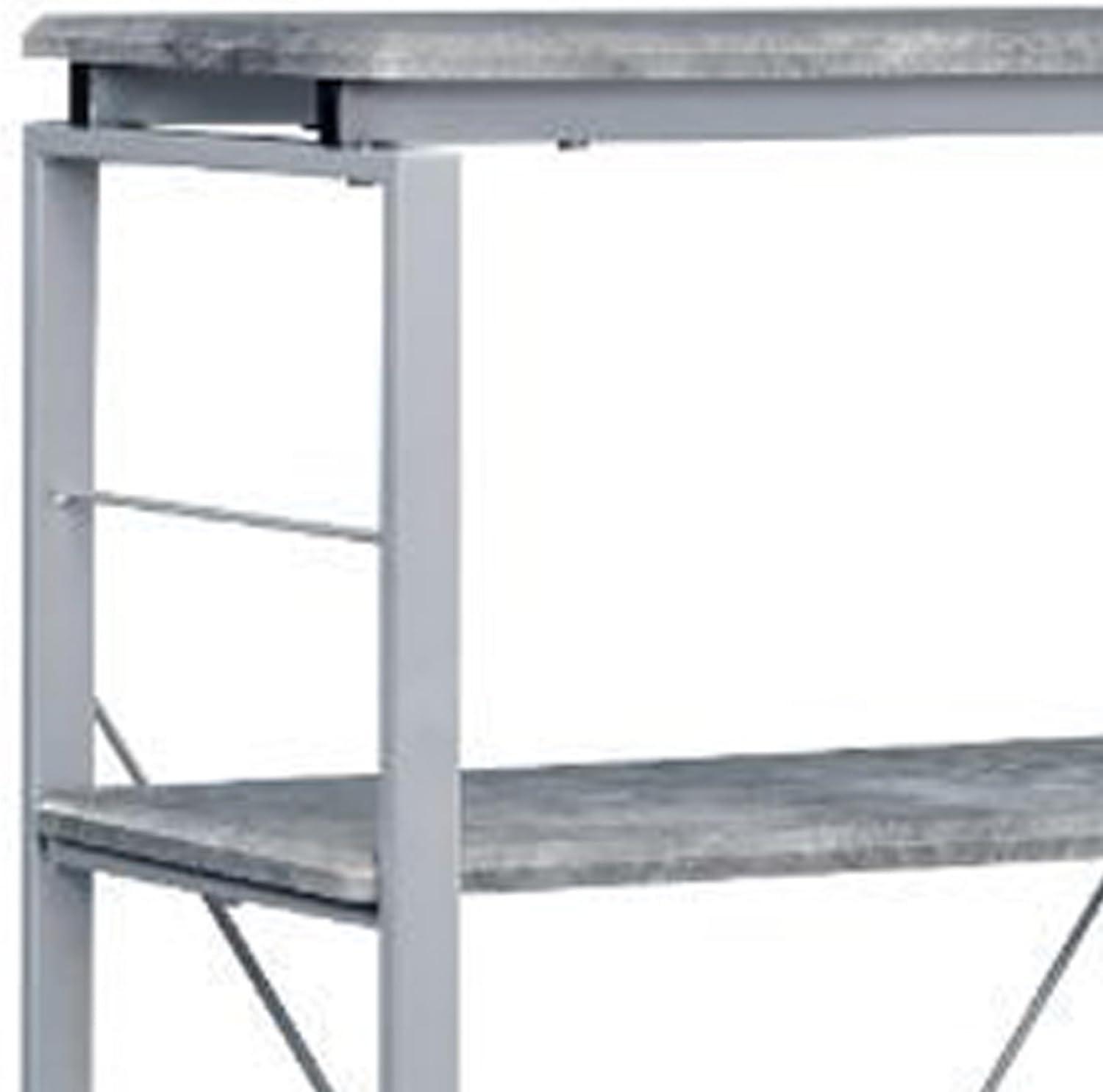 Gray Wood and Metal Industrial 4-Shelf Bookcase