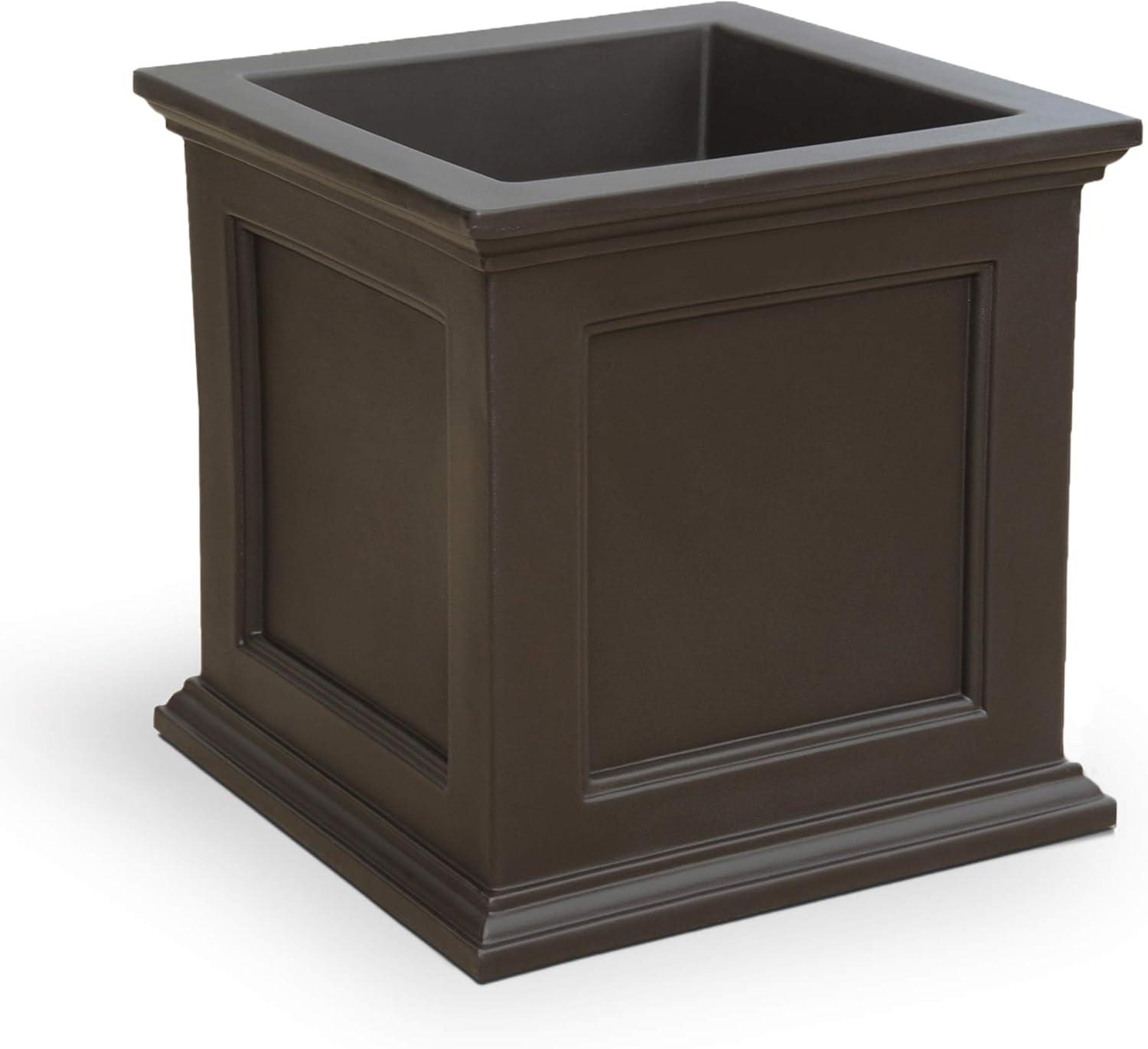 Mayne Fairfield 20" x 20" x 20" Square Espresso Self-Watering Polyethylene Planter