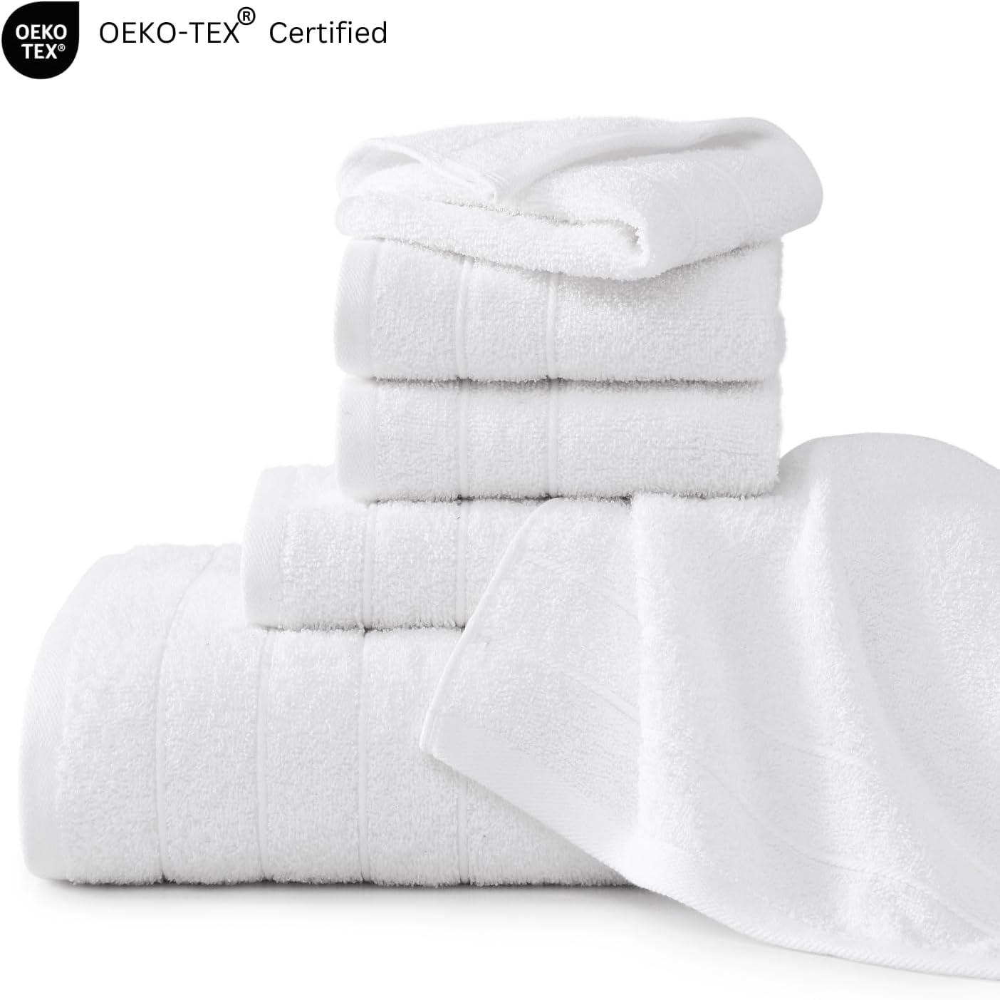 Casa Platino Solid Print Cotton Towel Set, White, 12 Count