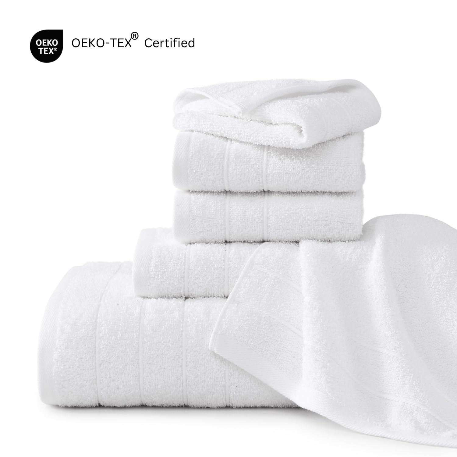 Casa Platino 12 Piece White Cotton Towels Set - Includes 4 Large White Bath Towels, 4 Hand Towels & 4 Washcloths - Soft Absorbent Towels for Bathroom