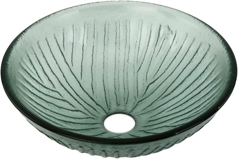 Bathroom Tempered Glass Vessel Sink With Drain Frosted Green Mini Bowl Basin