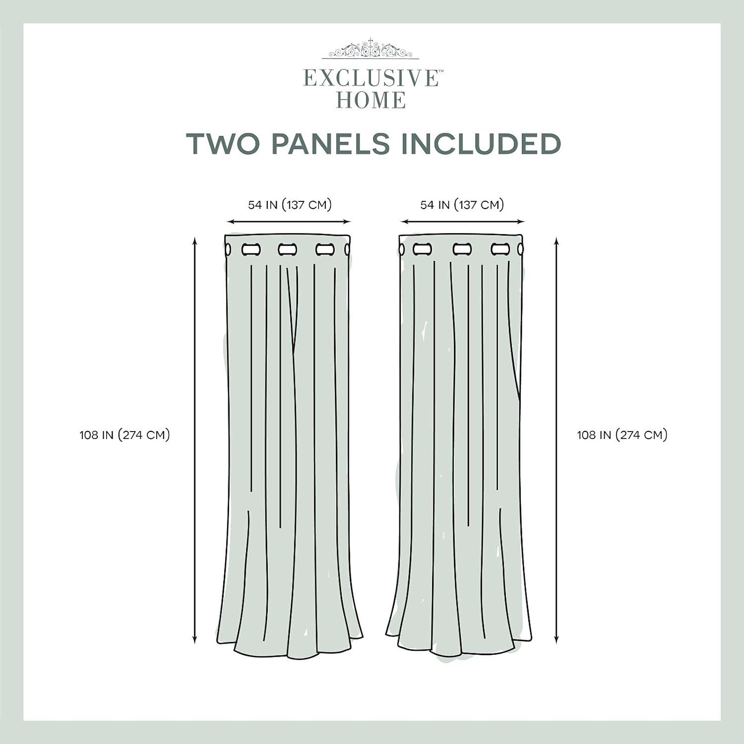 Exclusive Home Panza Sheer Linen Printed Metallic Geometric Grommet Top Window Curtain Panel Pair