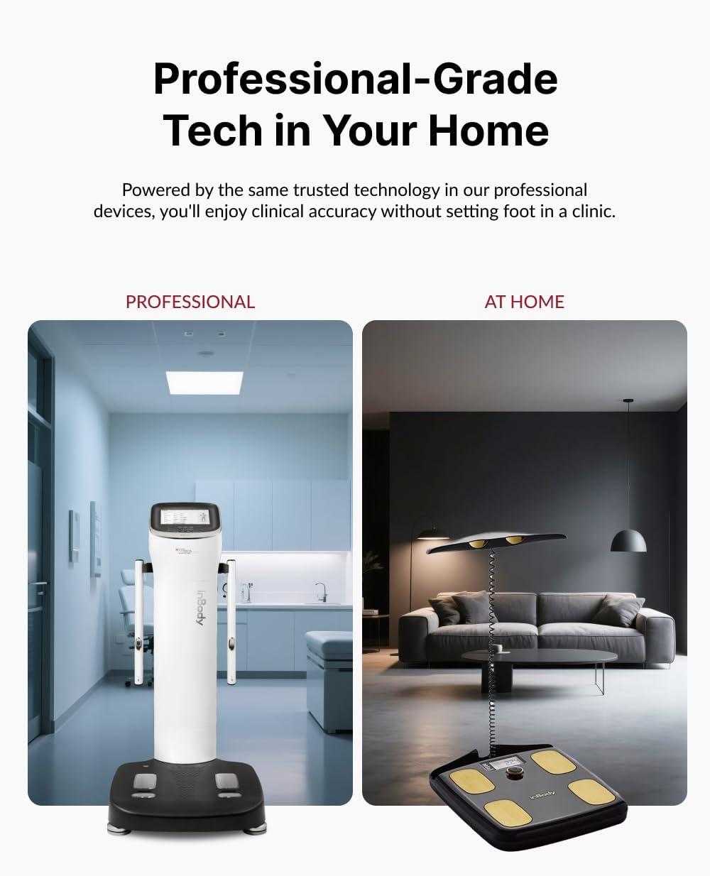 InBody H20N - Smart Full Body Composition Analyzer Scale, BMI, Body Fat, Muscle Mass, Bluetooth Connection - Midnight Black