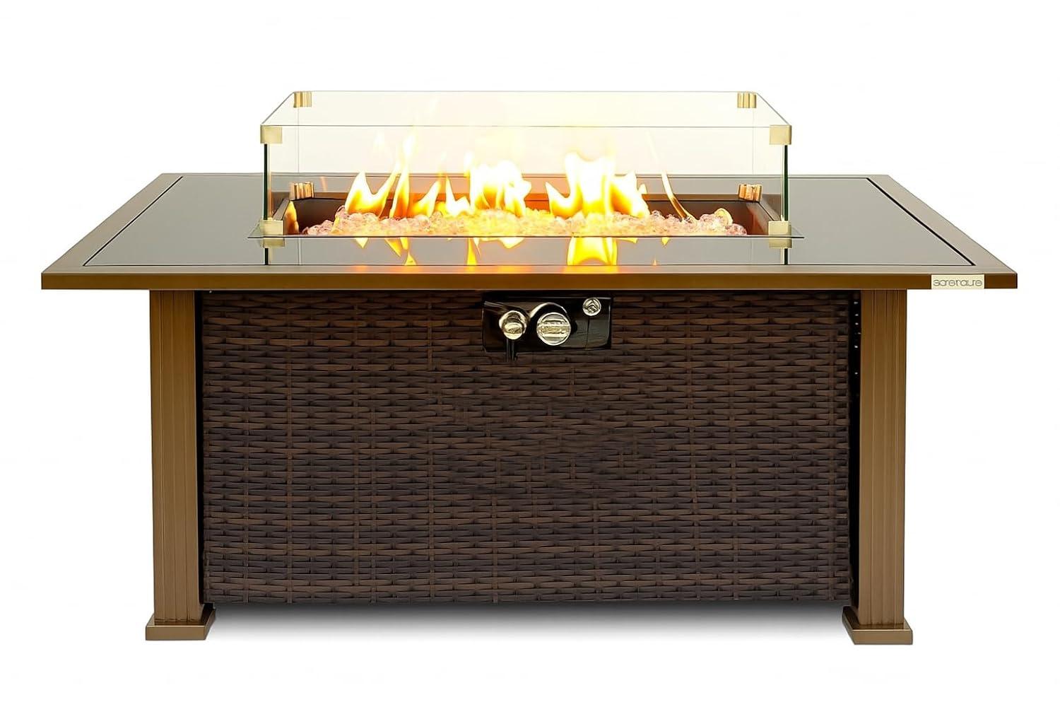 SereneLife 24.8" H x 43.31" W Propane Outdoor Fire Pit Table