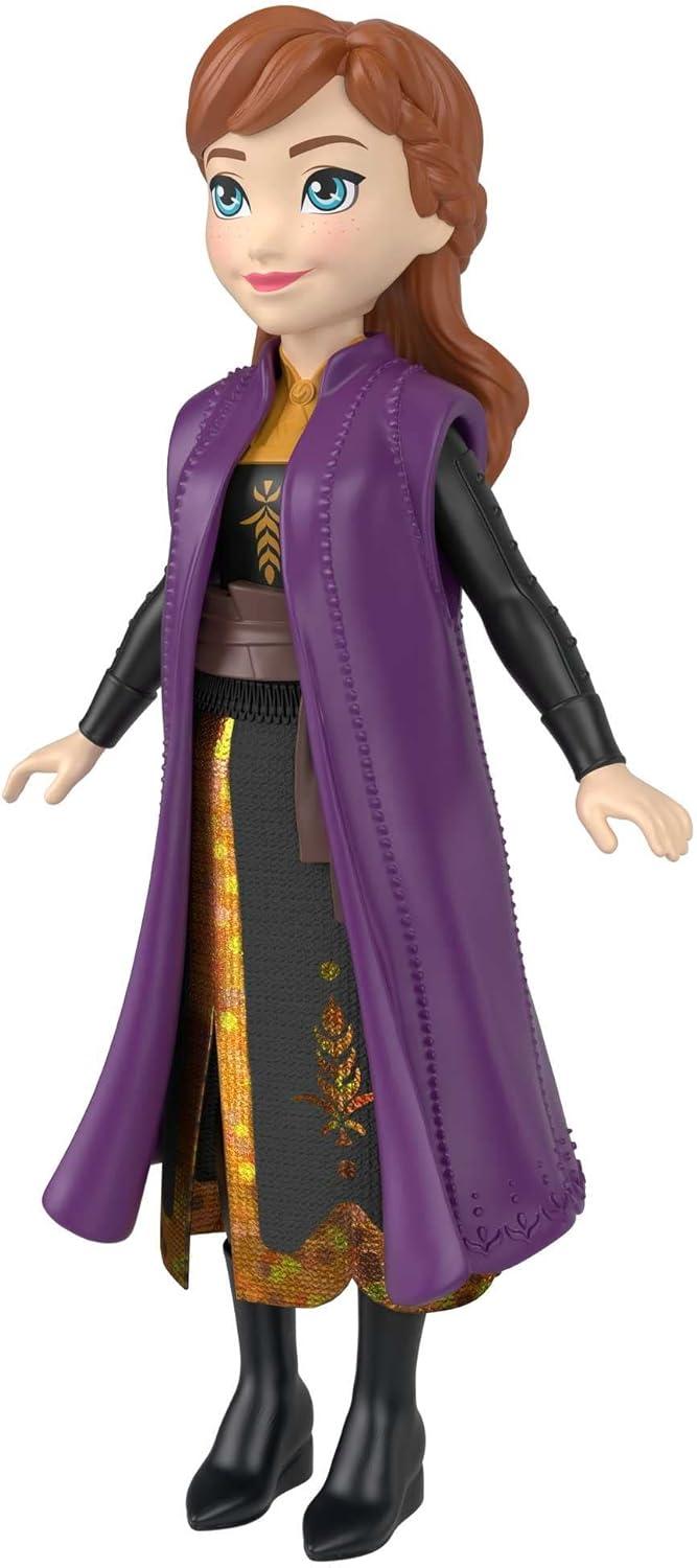 Disney Frozen Anna Small Doll in Travel Look, Posable with Removable Cape & Skirt