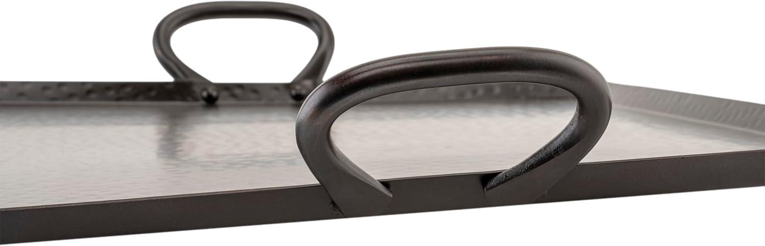 G.E.T. Heavy-Duty Metal Serving / Ottoman Tray with Handles, 19" x 15", Hammered Bronze