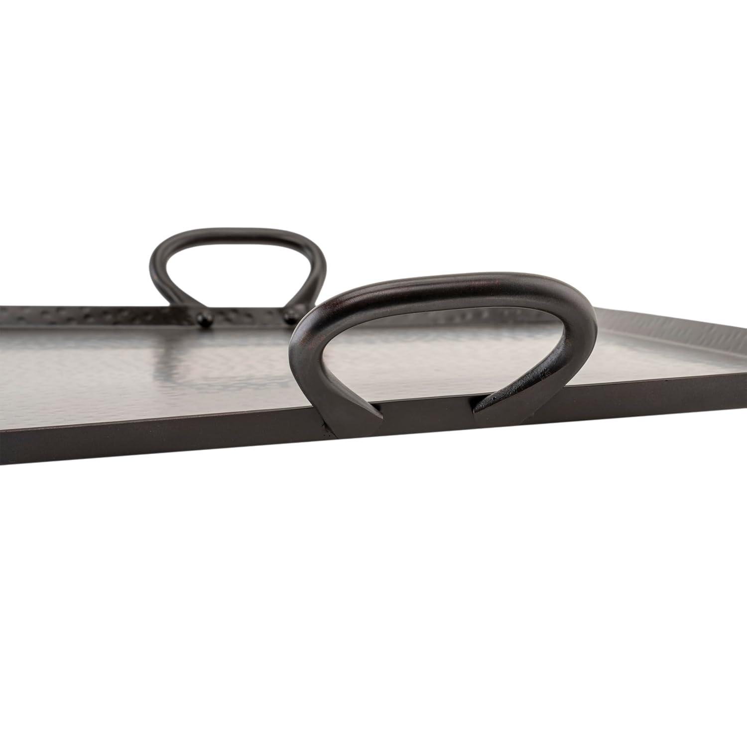 G.E.T. Heavy-Duty Metal Serving / Ottoman Tray with Handles, 19" x 15", Hammered Bronze