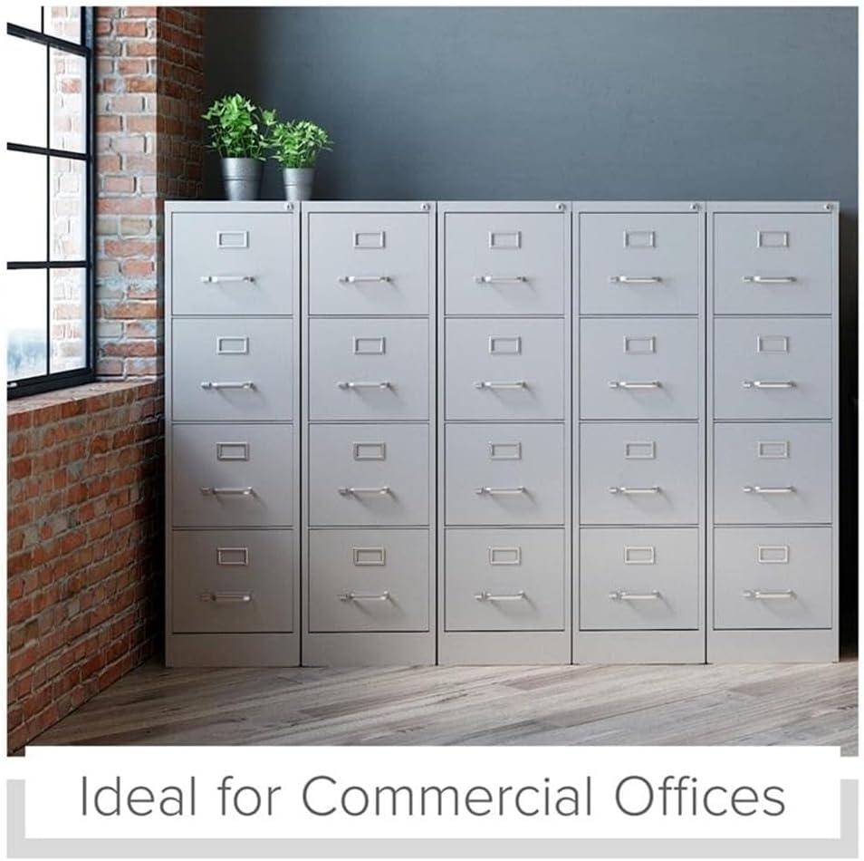 Pemberly Row 4 Drawers 52" Vertical Black Metal Filing Cabinet Lockable Pre-Assembled Stationary Letter Size for Home, Office