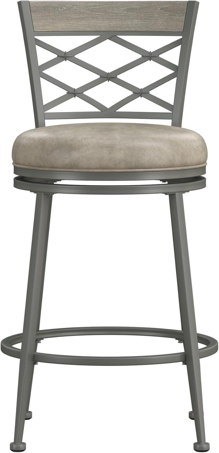 Hutchinson Metal Swivel Counter Height Barstool Pewter - Hillsdale Furniture