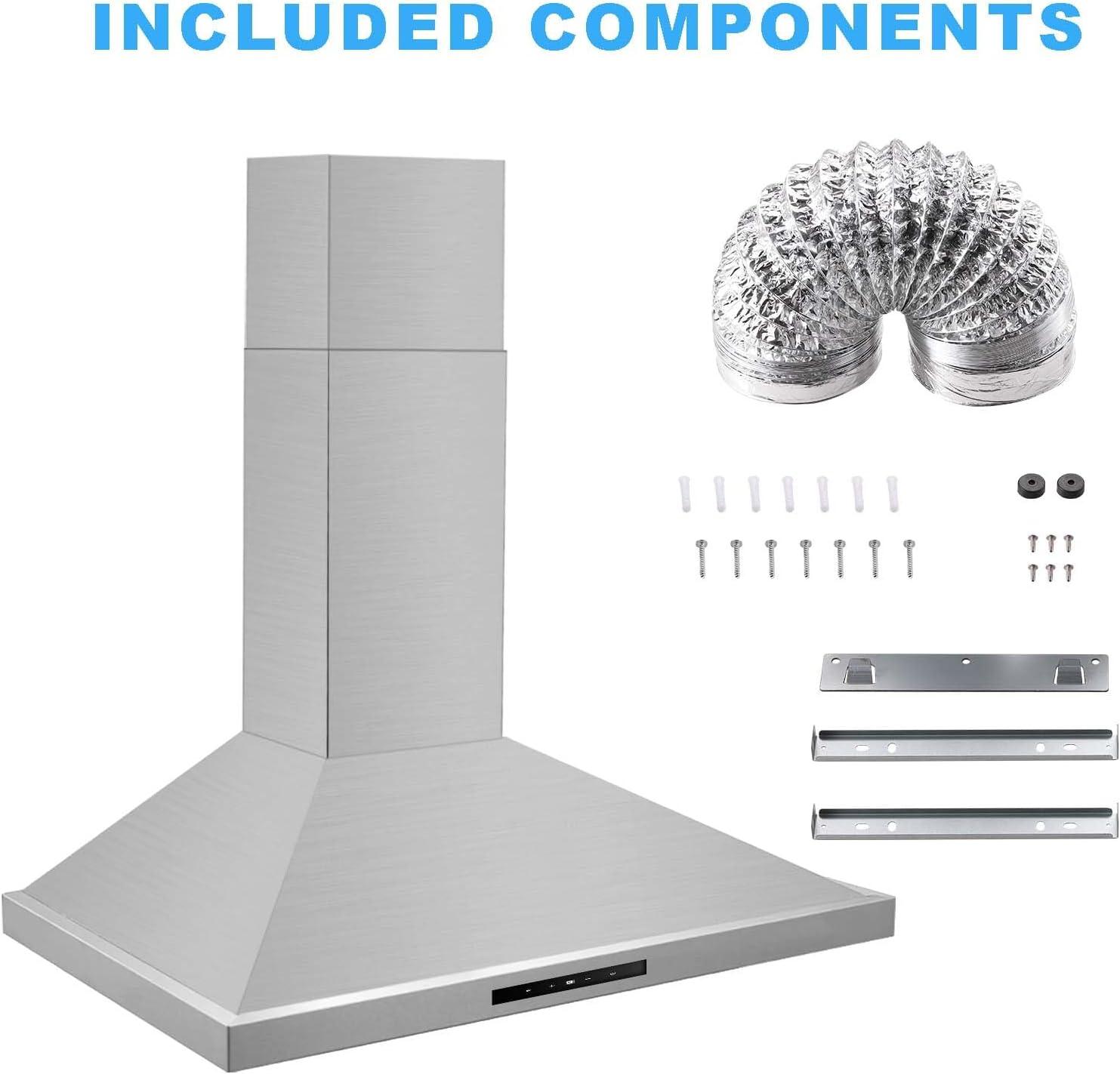 30-Inch Brushed Stainless Steel Wall Mount Range Hood