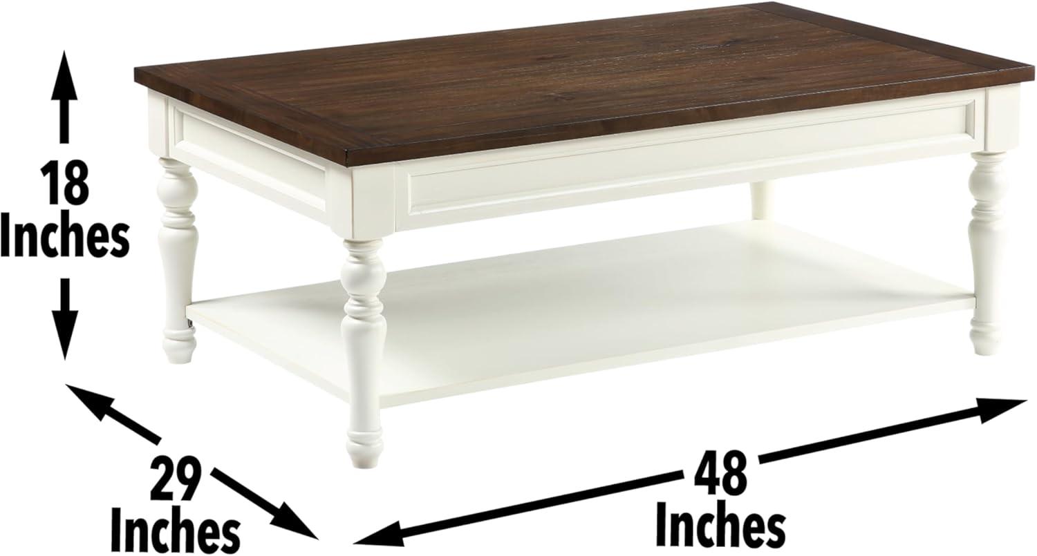 Steve Silver Co. Joanna Coffee Table Ivory/Mocha : Farmhouse Style, Rubberwood Frame, MDF Veneer Top