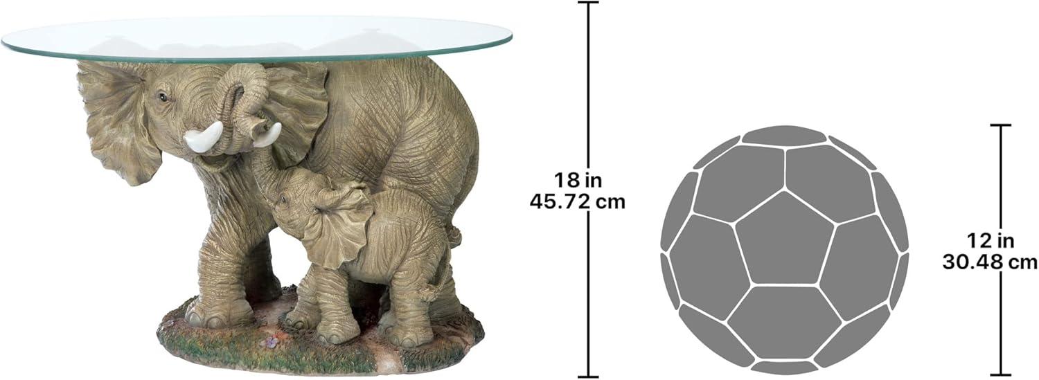 Design Toscano Elephant's Majesty Glass-Topped Cocktail Table