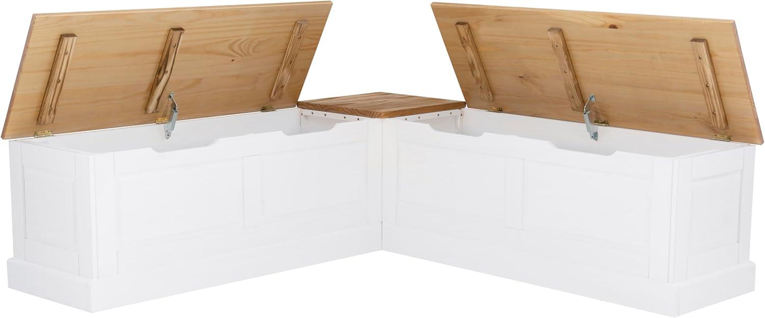 Linon Harris Natural and White Two Tone Backless Corner Breakfast Nook - Nook Only, Table is NOT Included