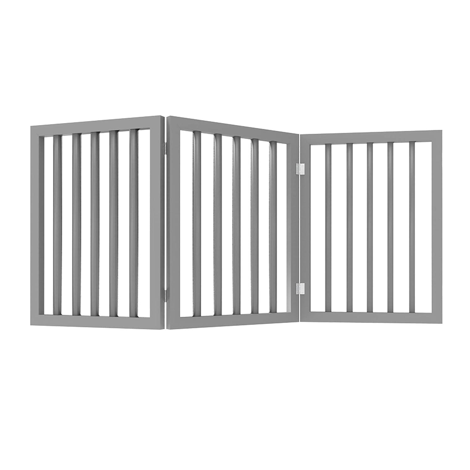 Indoor Pet Gate - 3-Panel Folding Dog Gate for Stairs or Doorways - 54x24-Inch Freestanding Pet Fence for Cats and Dogs by PETMAKER (Gray)