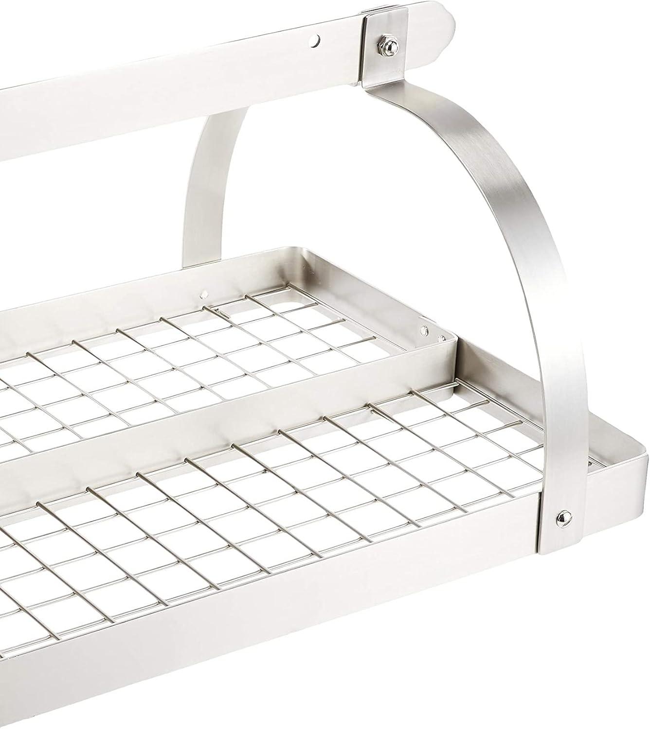 Rectangular Hanging Pot Rack with Grid & 24 Hooks