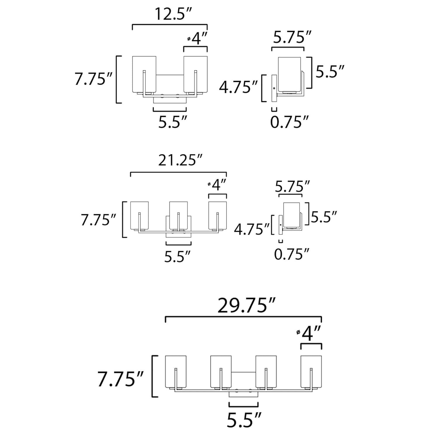 21283SWSBR-Maxim Lighting-Dart 3 Light Bath Vanity Approved for Damp Locations-Satin Brass Finish