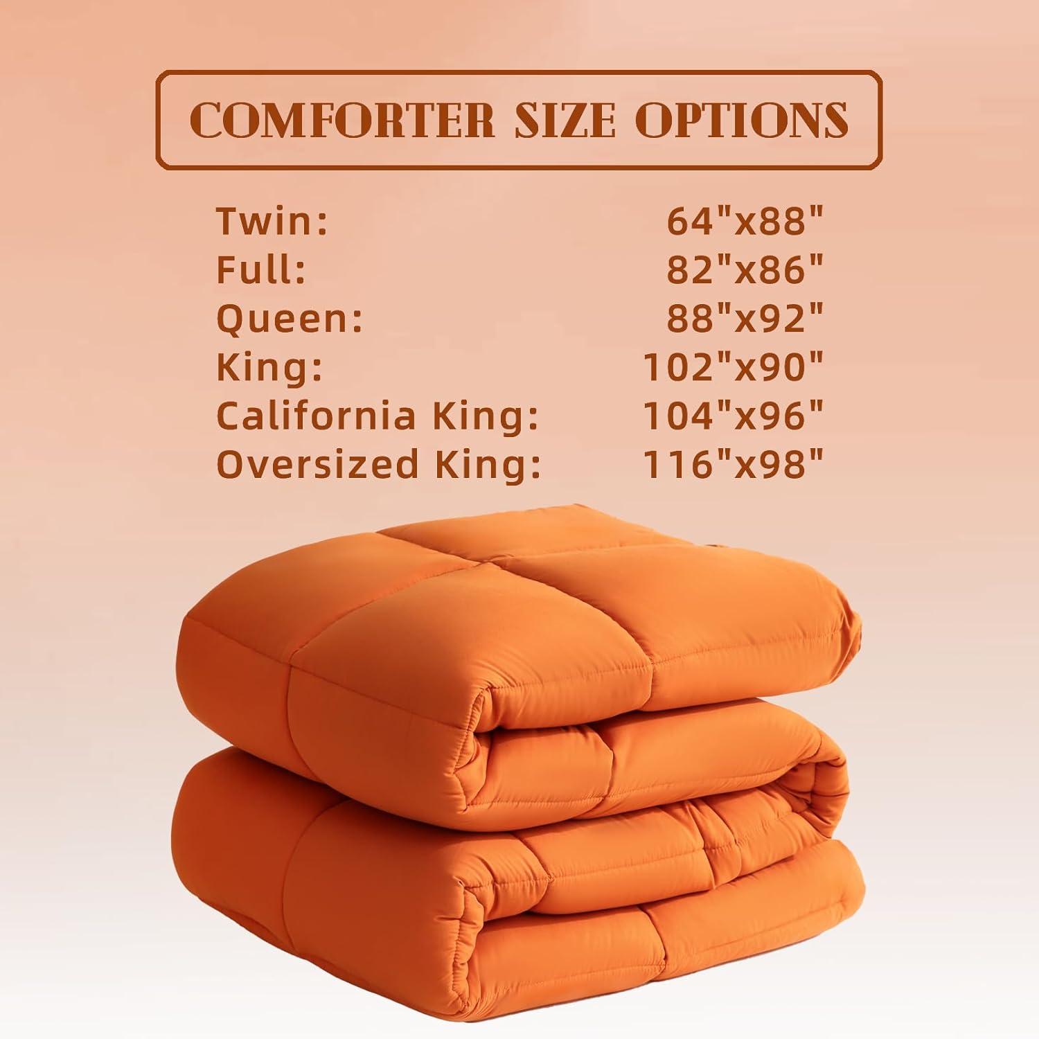 Cosybay Down Alternative Comforter (Burnt Orange, King) - All Season Soft Quilted King Size Bed Comforter - Duvet Insert with Corner Tabs - Winter Summer Warm Fluffy, 102x90 inches