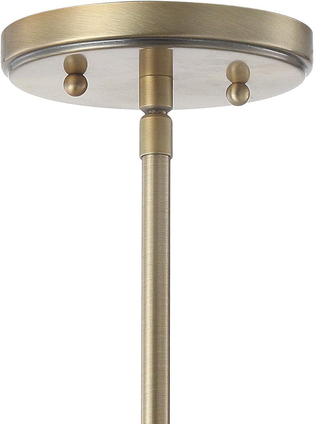 Bleecker 7.75" Metal/Glass Globe LED Pendant, White/Brass