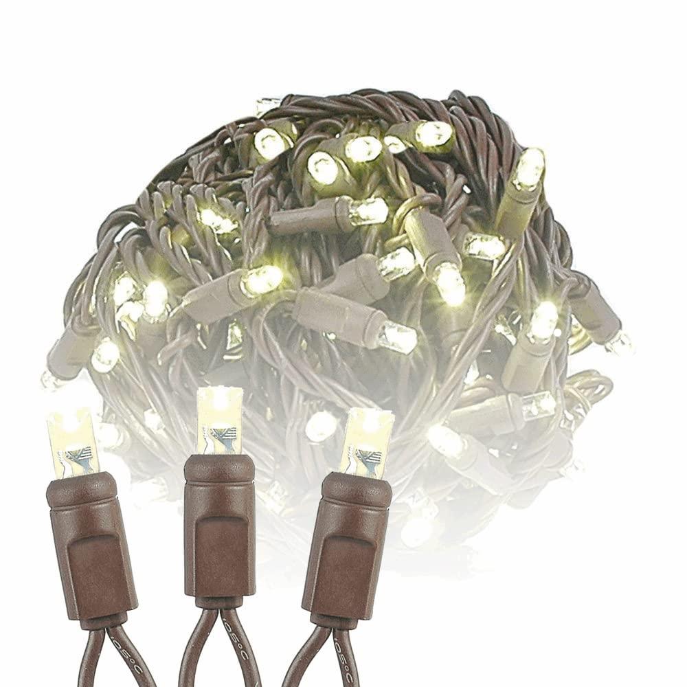 Novelty Lights Warm White 100 LED Christmas Mini Light Set (Brown Wire, 34 Feet)