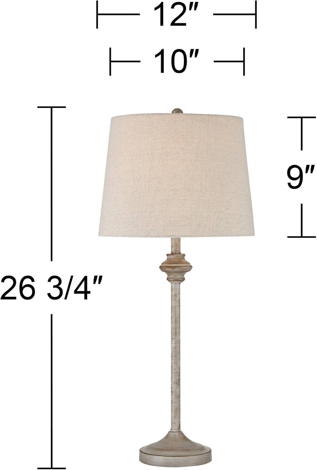 360 Lighting Lynn Country Cottage Buffet Table Lamps 26 3/4" High Set of 2 Beige Wood Oatmeal Drum Shade for Bedroom Living Room Bedside Nightstand