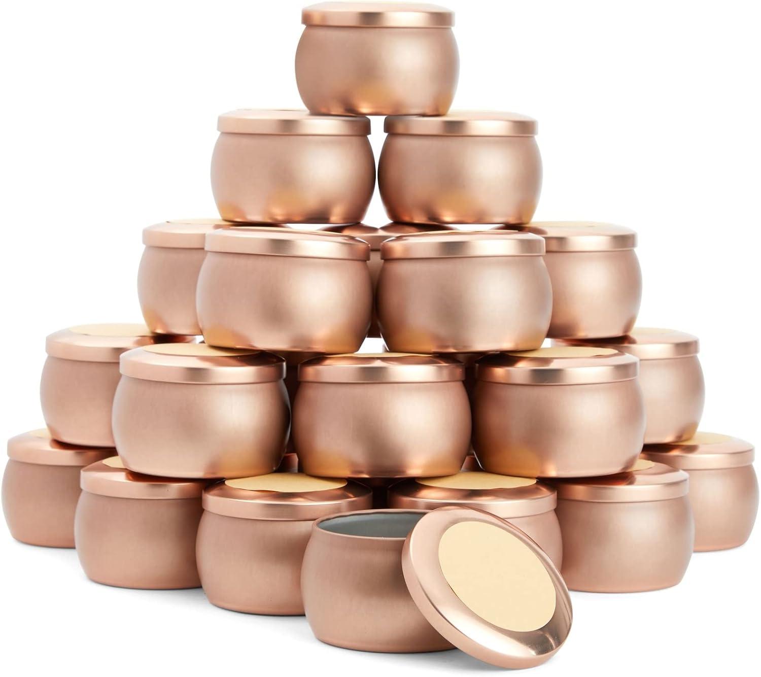 Rose Gold Round Scented Candle Jars with Lids