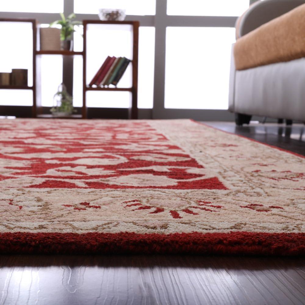 RUGSOTIC CARPETS HAND TUFTED WOOL ECO-FRIENDLY AREA RUGS - 8'x10', Rectangle, Red Gold, Modern Contemporary Design, High Pile Thick Handmade Anti Skid Area Rugs for Living Room, Bed Room (K00531)