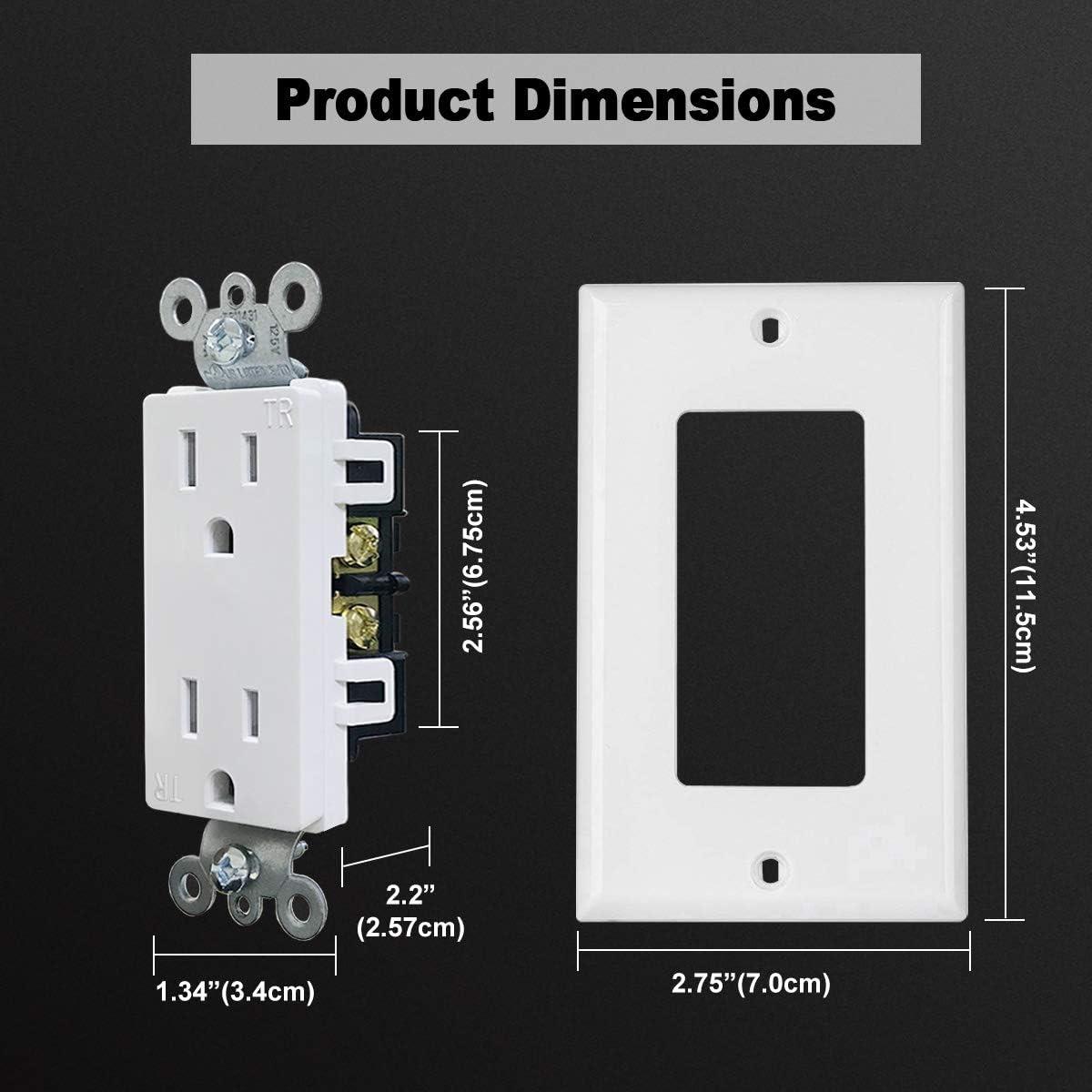 White Thermoplastic Tamper Resistant Duplex Outlet with Wall Plate, 50 Pack