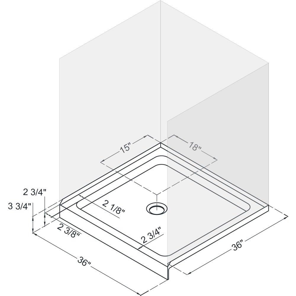 SlimLine 36’’ H x 36’’ D Single Threshold Shower Base