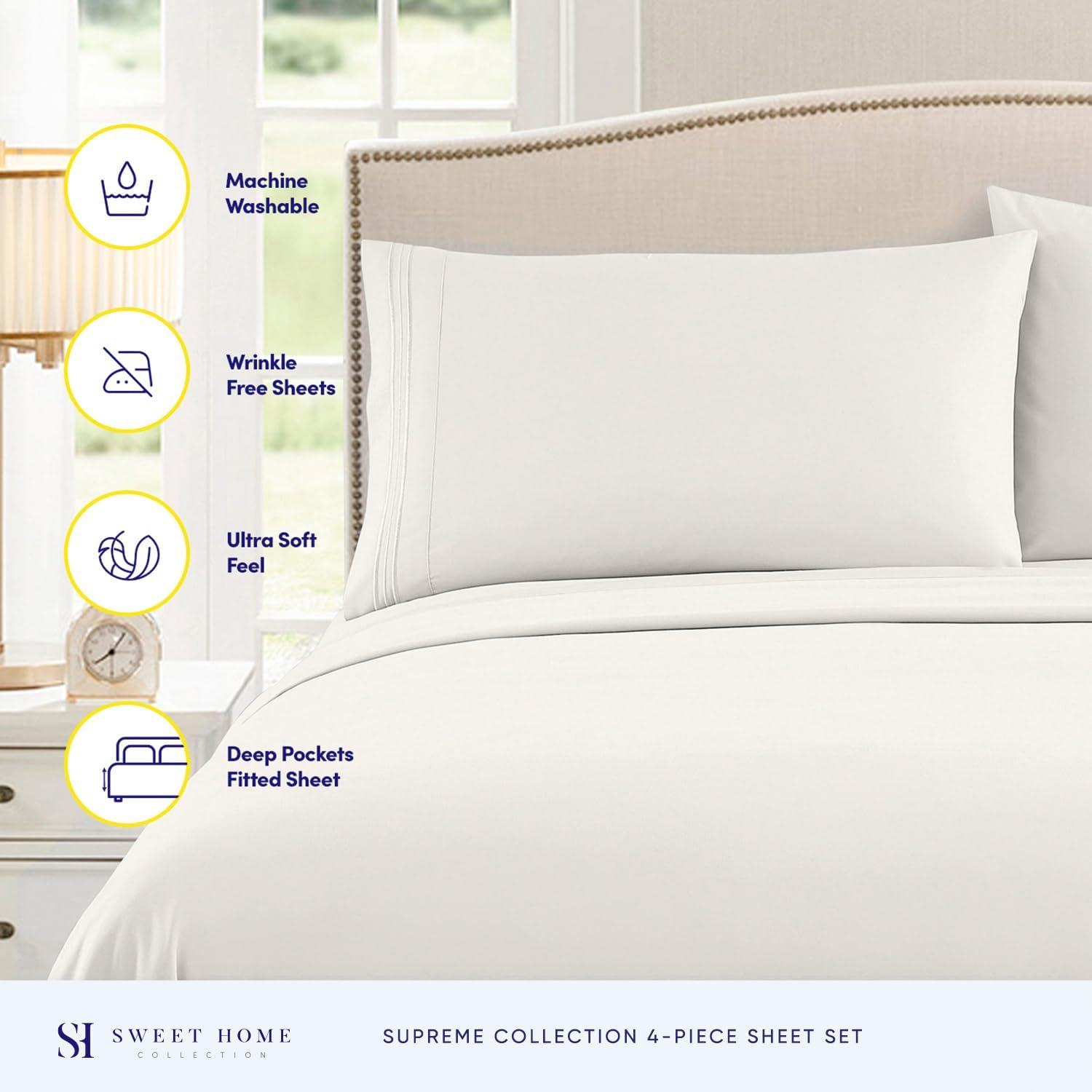 4 Piece Sheet Set, Ultra Soft 1800 Series, Double Brushed Microfiber by Sweet Home Collection®