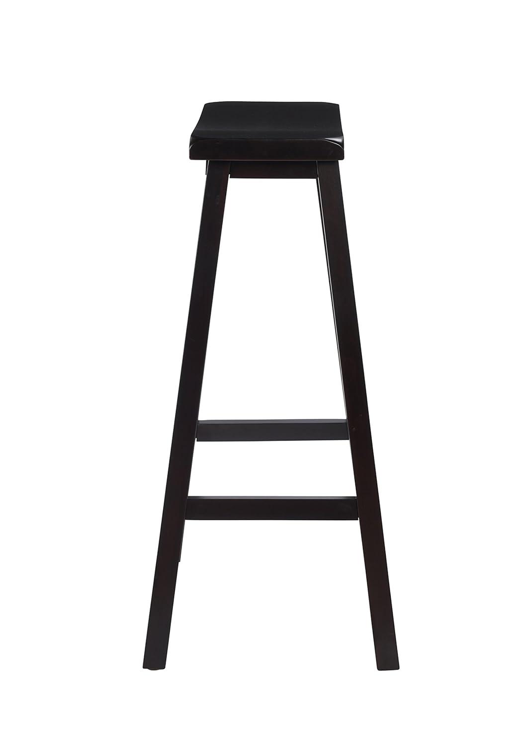 30" Saddle Backless Sloping Seat Barstool Wood Brown - Linon: Rubberwood, Footrest, Fixed Height