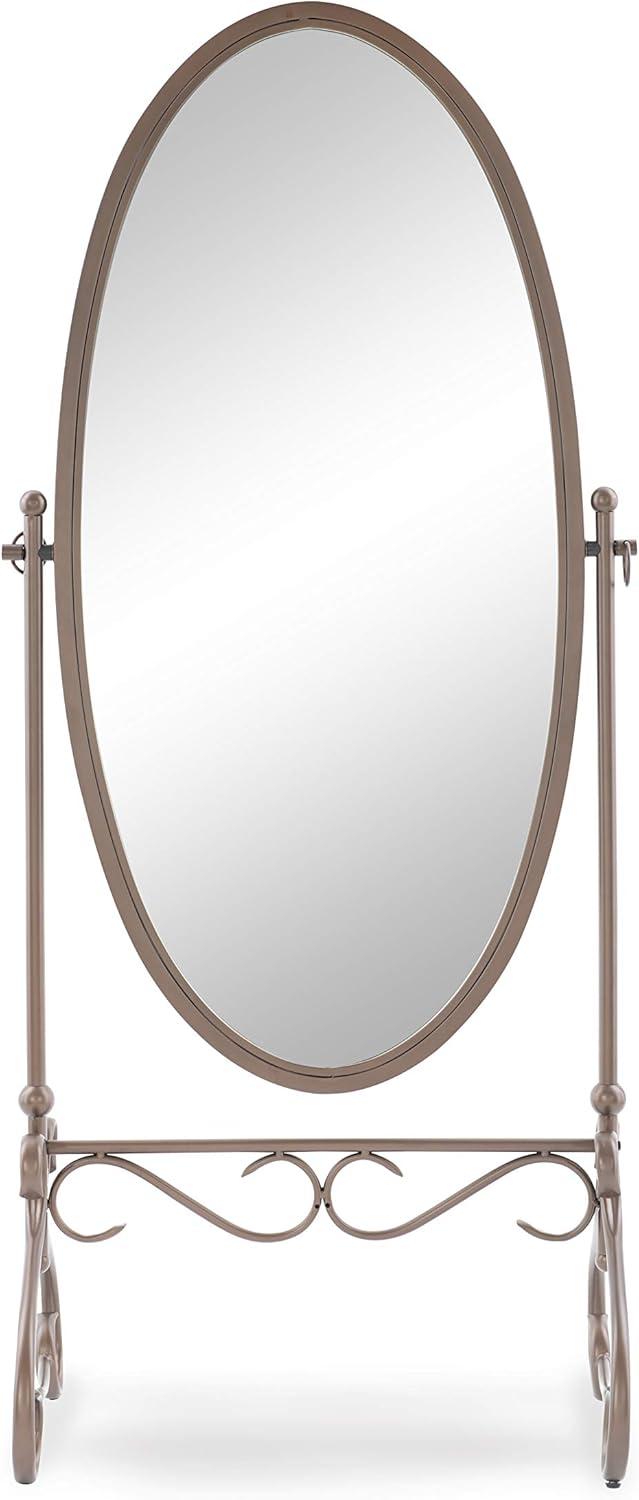 Elegant Full-Length Gold Oval Freestanding Mirror