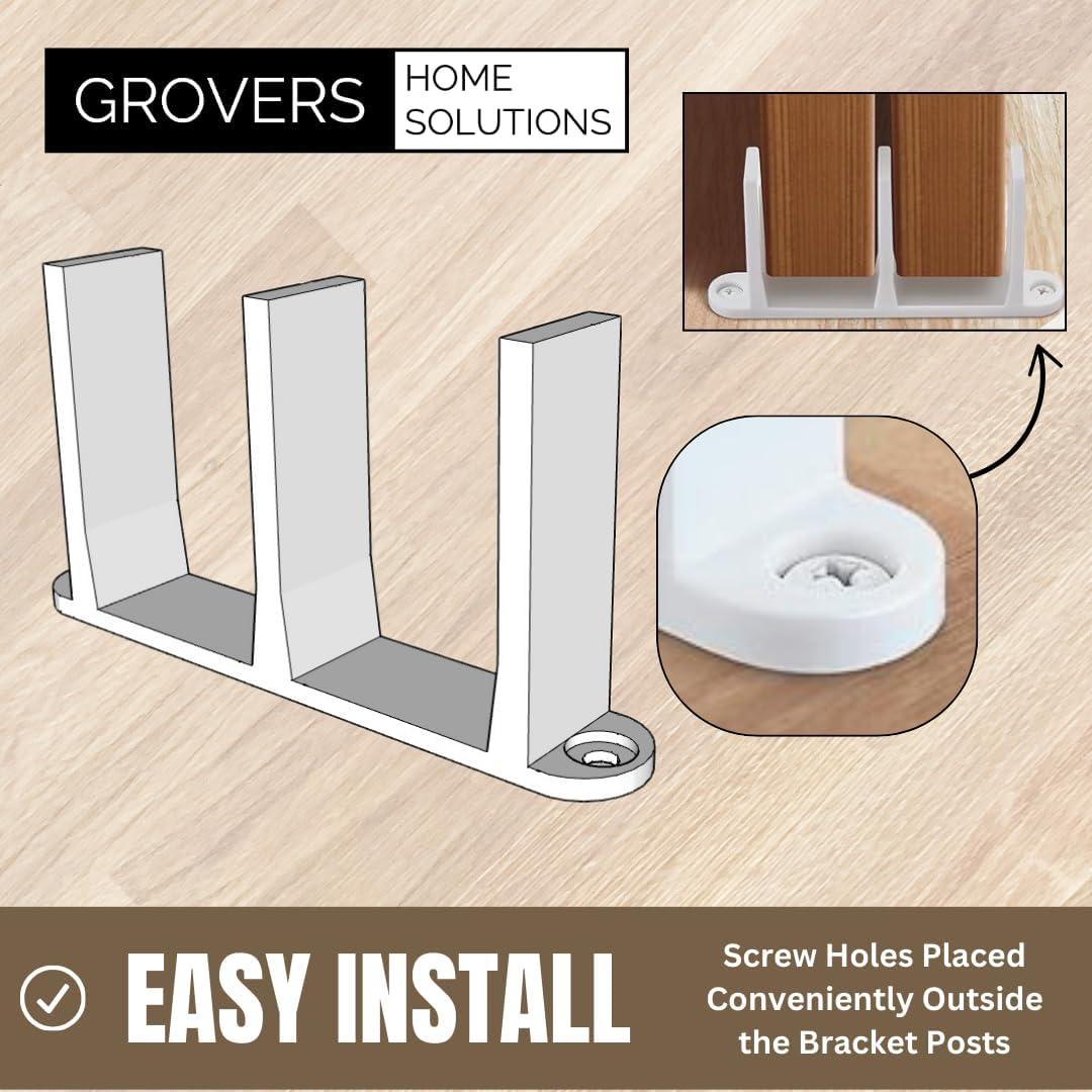 Grovers Home Solutions Universal Sliding Closet Door Floor Guide Bracket Tall, Extra White Durable PLA Construction Barn Door Hardware