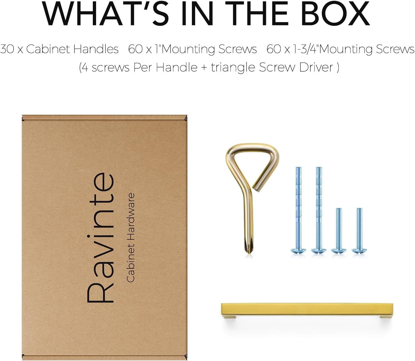 Goldenwarm 10 Pack Gold Cabinet Furniture Pulls Kitchen Hardware Square Door Handles 6-1/4 Inch Hole Centers