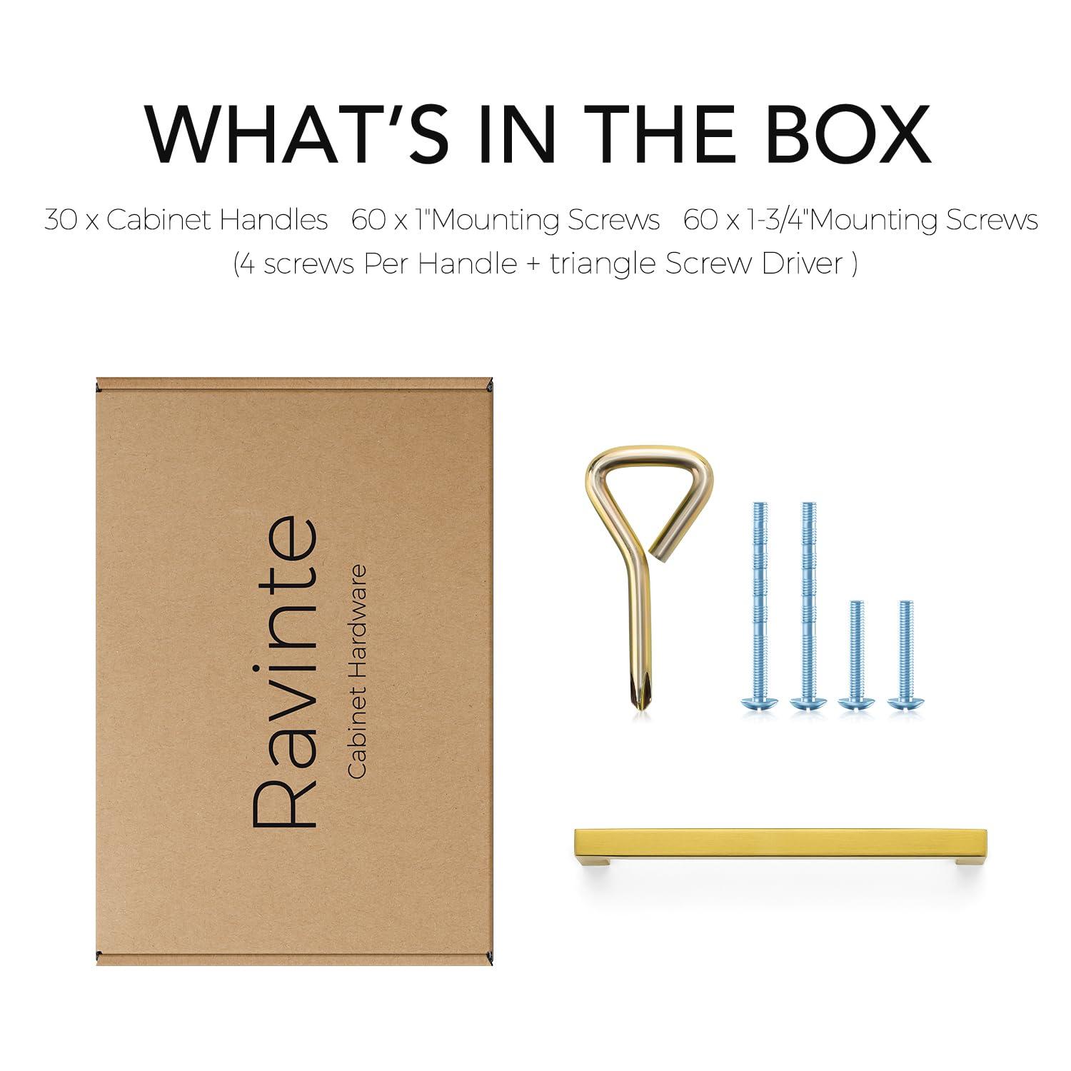 Goldenwarm 10 Pack Gold Cabinet Furniture Pulls Kitchen Hardware Square Door Handles 6-1/4 Inch Hole Centers