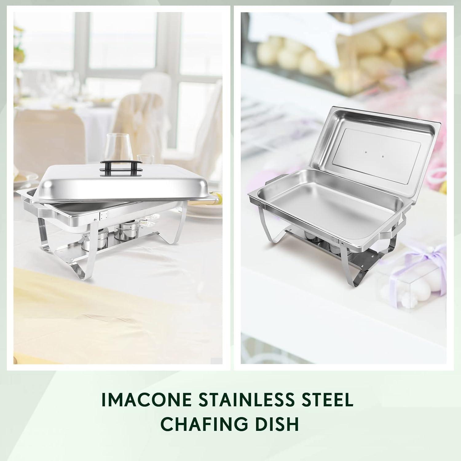 The Party Aisle™ Chafing Dishes For Buffet 4 Pack, 8 Qt Stainless Steel Chafers And Buffet Warmers Sets With Lid, Rectangle Serving Food Warmer Catering Supplies Buffet Display For Parties