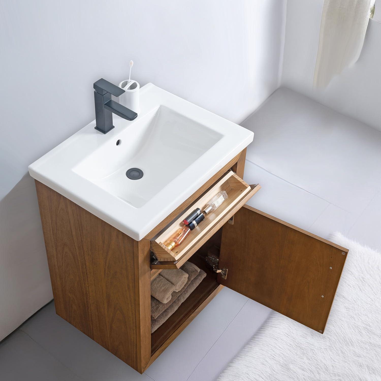 24'' Free Standing Single Bathroom Vanity with Ceramic Top