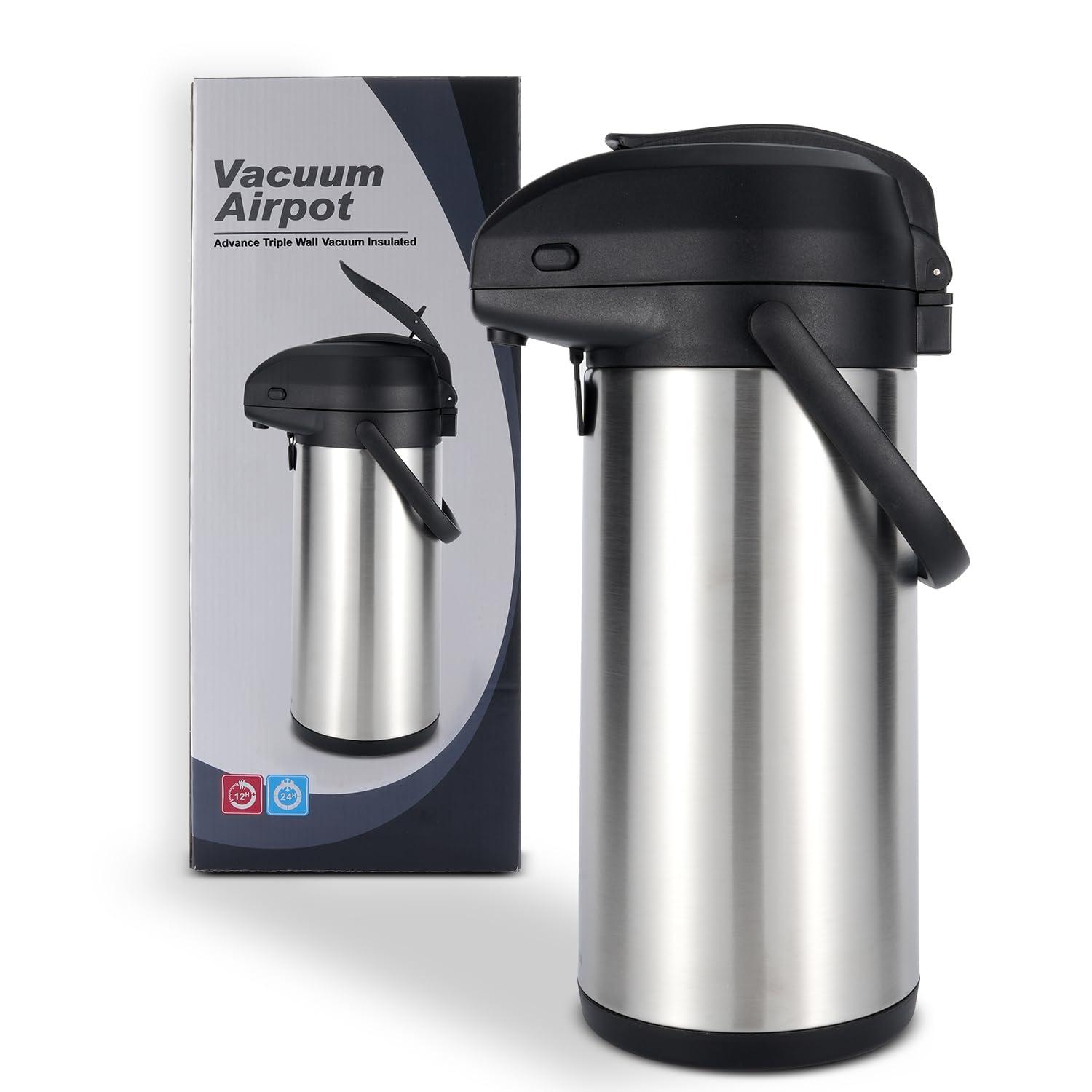 Heritage66 Advanced Thermal Coffee Carafe -Triple Wall Vacuum Insulated Flask- Thermos Keeping Beverages Hot for 12 Hours /24 Hours Cold Tea, Water, and Coffee Dispenser (3 Liter / 101 Oz)