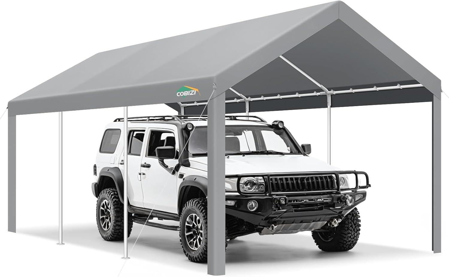 Cobizi Carport 10'x20' Heavy Duty Portable Garage, Upgraded Car Canopy