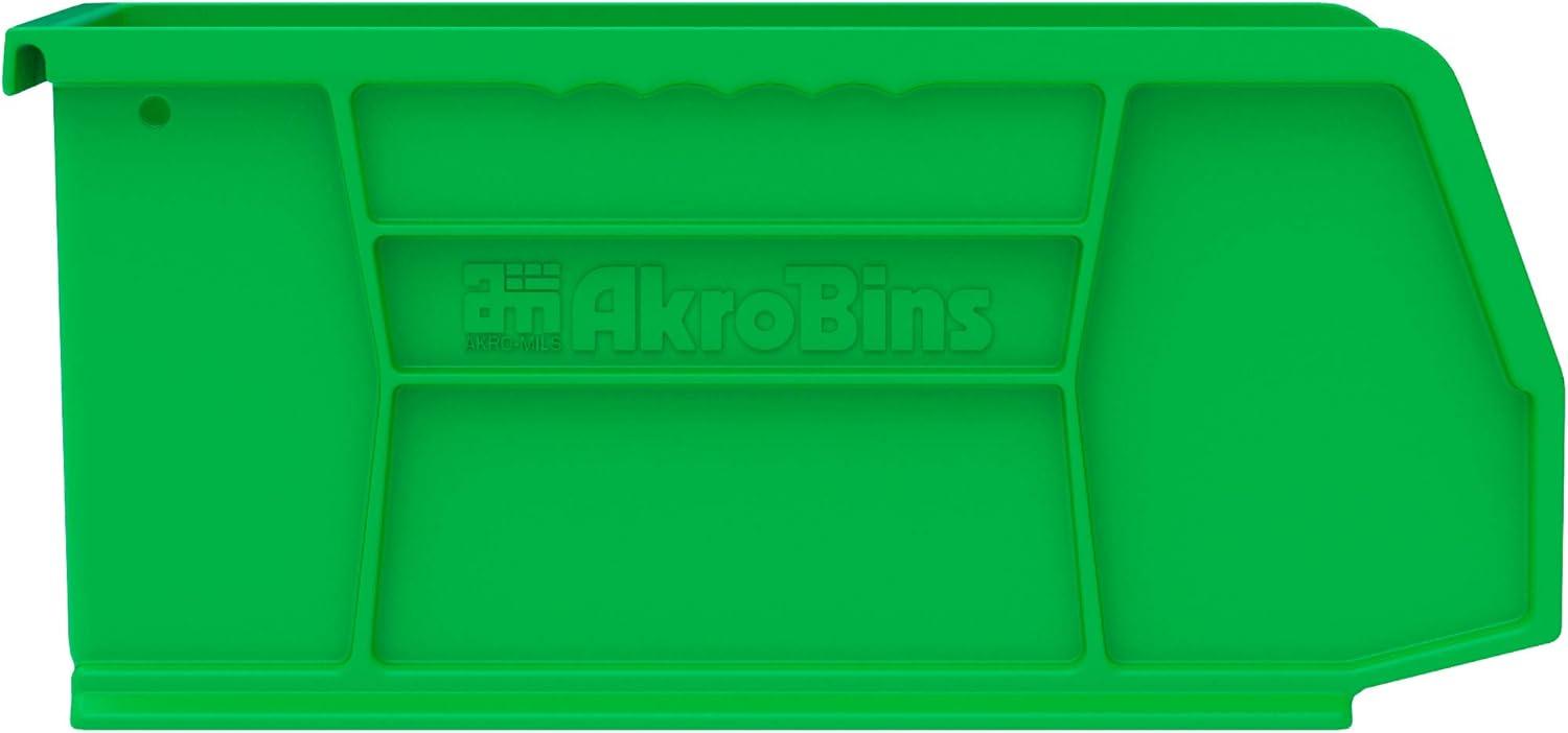 Green Plastic Stackable Storage Bins, 11 x 5 x 5 Inches