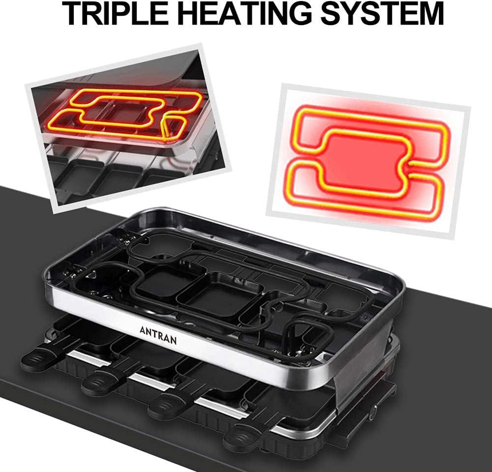 Indoor Grill Smokeless Korean BBQ Grill 2 IN 1 Griddle Electric Grill Raclette Table Grill Kitchen Appliances with 8 Mini Grill Cheese Pans Christmas Gift Removable Non-Stick Temperature Control,1500W