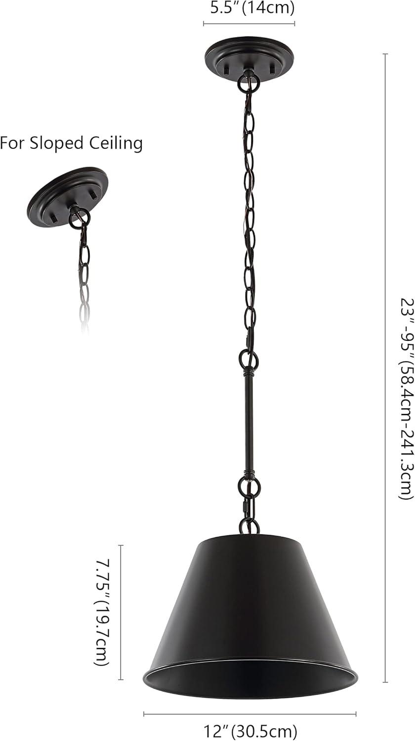 Harper 12" 1-Light Industrial Farmhouse Iron LED Pendant, Oil Rubbed Bronze