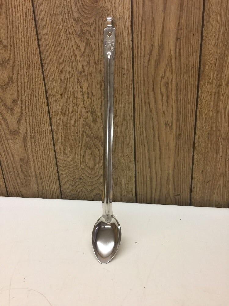 21-Inch Silver Stainless Steel Hooked Handle Solid Spoon