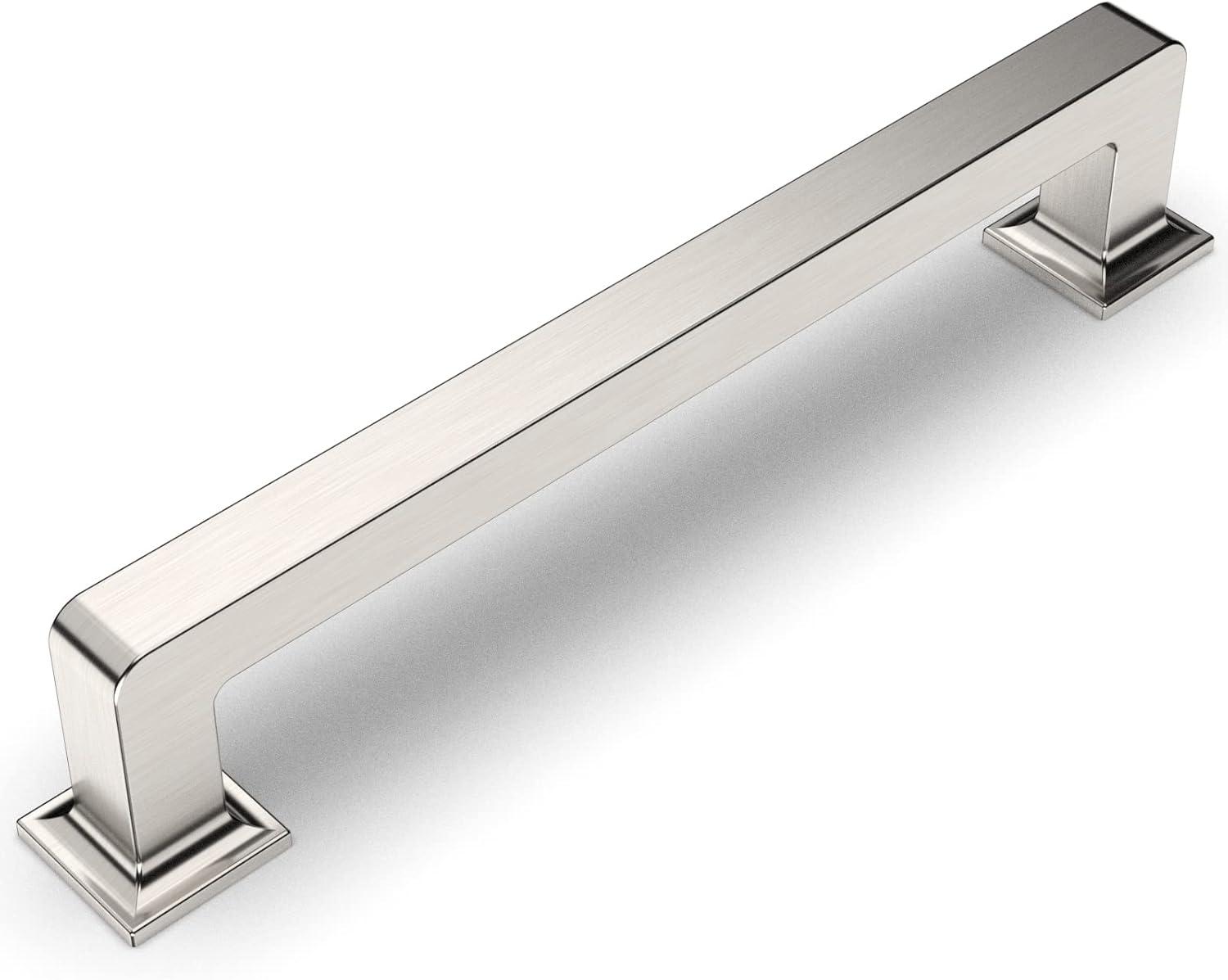 Amerdeco 10 Pack Brushed Satin Nickel Cabinet Pulls - 5 Inch(128MM) Hole Centers Kitchen Handles for Cabinets and Cupboards - ZH0060