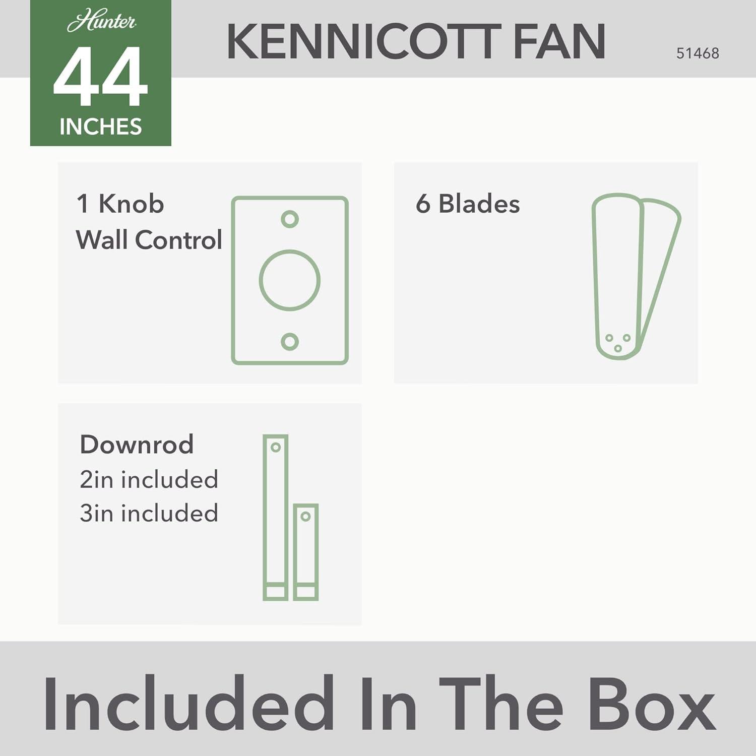 44" Kennicott 6 - Blade Outdoor Standard Ceiling Fan with Wall Control