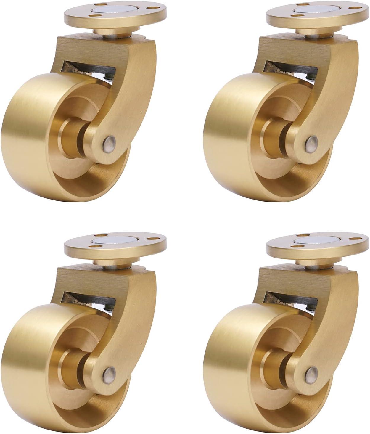 4pcs Brass Casters 360-degree Rotation Load-bearing Capacity 440 pounds