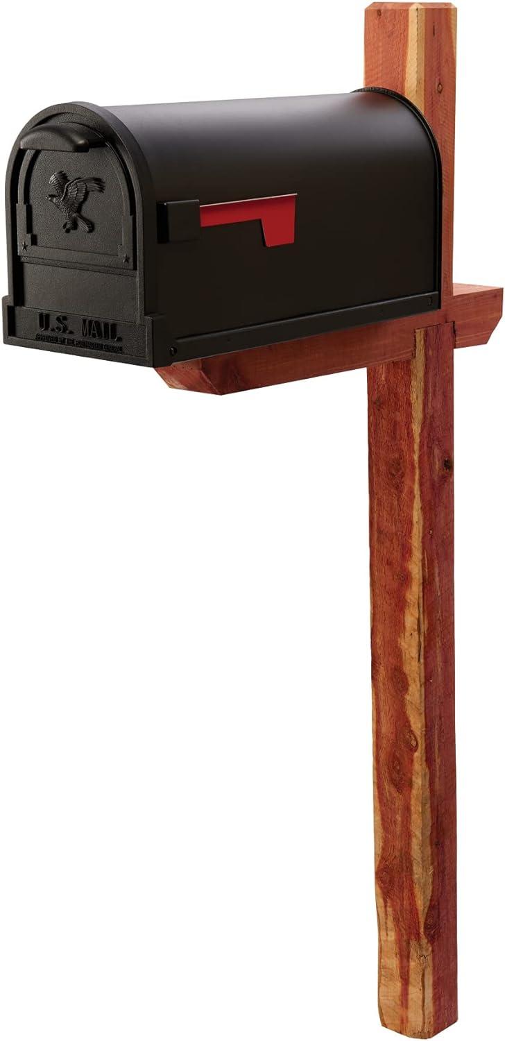 Architectural Mailbox Deluxe Drive In Mailbox and Address Posts Cedar: Resin, Dark Green, 42" Height, 90-Day Warranty