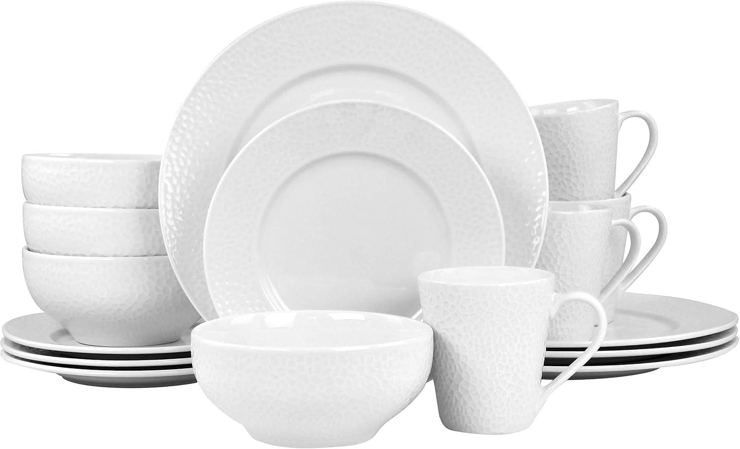 Jasmine White Porcelain 16-Piece Dinnerware Set