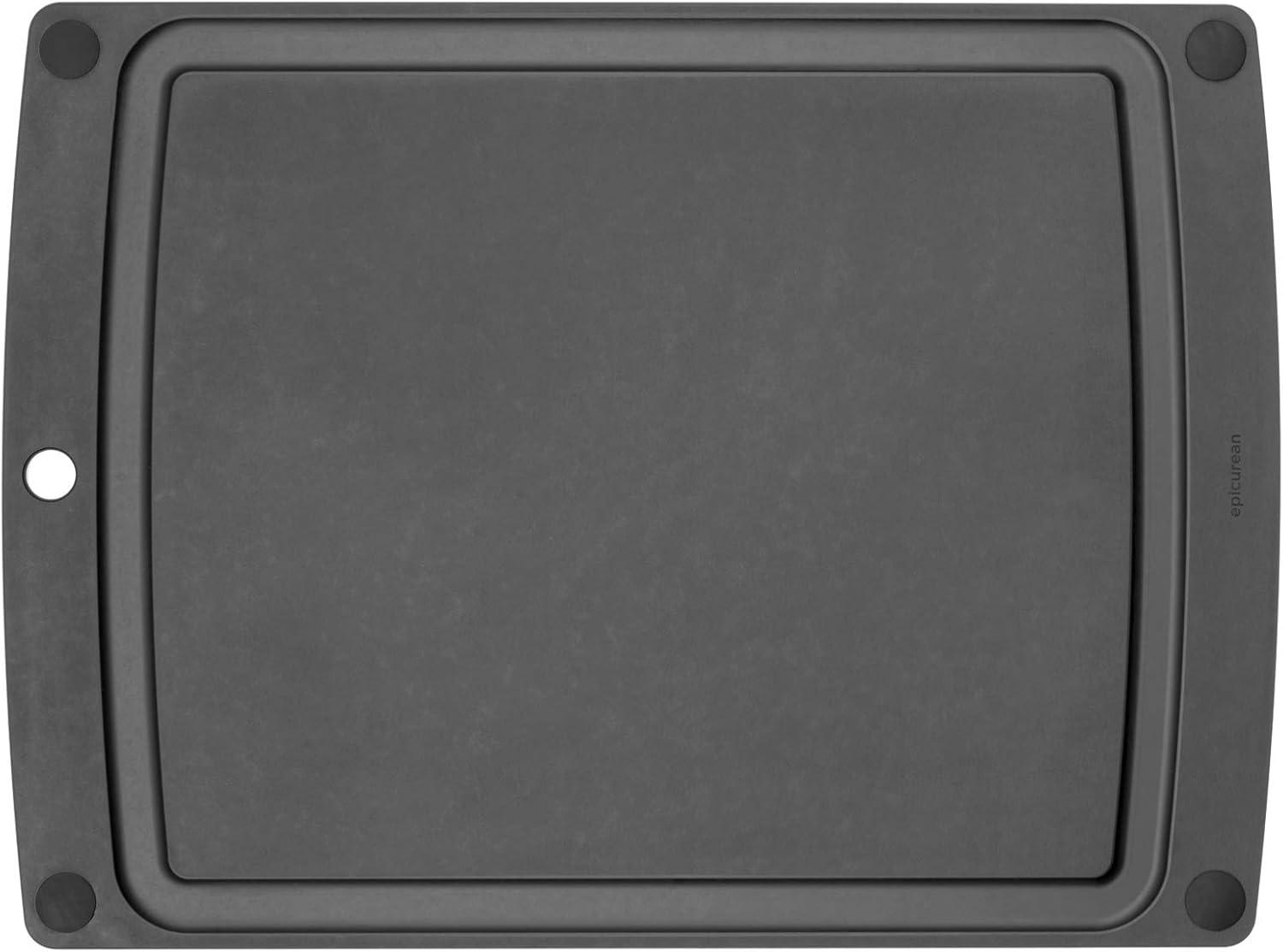 Slate and Black Non-Slip Cutting Board with Juice Groove